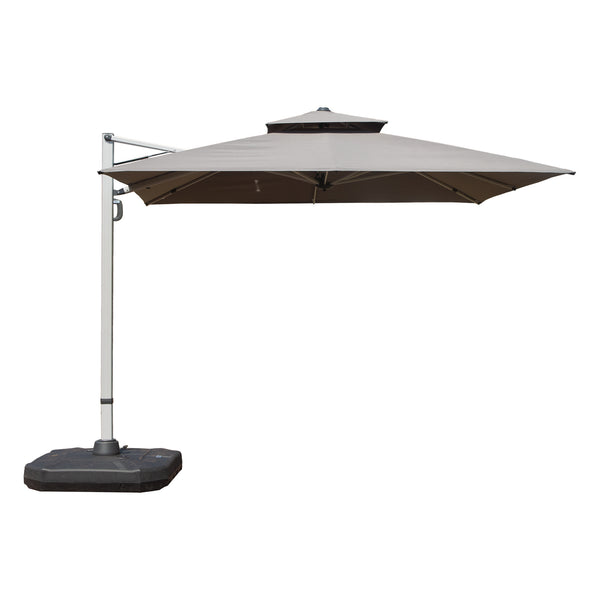 English Elm 9 9 ft Aluminum Cantilever Patio Umbrella with Tilt, Hydraulic Lift, UPF50+ Canopy, Rustproof Frame Gray W1859P337823