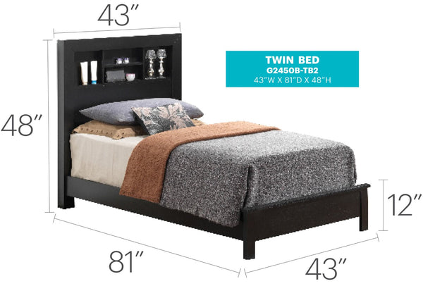 English Elm Stylish Twin Bed In Elegant Black Finish - Durable, Versatile Design Perfect For Any Bedroom Space B078S00252-GIGA