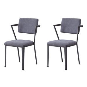 English Elm Grey Grey and Gunmetal Open Back Dining Chairs Set of 2 – Modern Breathable Grey Fabric, Padded Seats, Sturdy Iron Frame (34.5"H) B062P186531