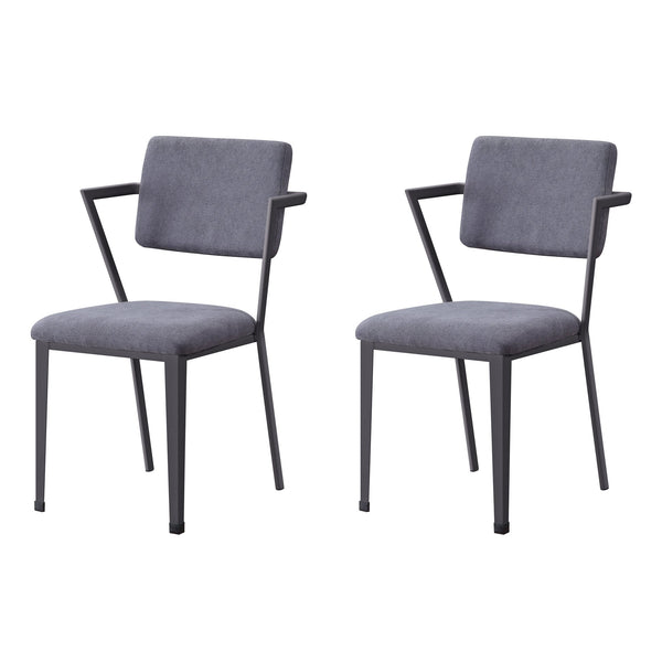 English Elm Grey Grey and Gunmetal Open Back Dining Chairs Set of 2 – Modern Breathable Grey Fabric, Padded Seats, Sturdy Iron Frame (34.5"H) B062P186531