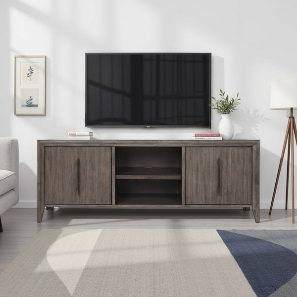English Elm Avana Fully Assembled Acacia Media Console with Bronze Hardware for Living Rooms B108P468529