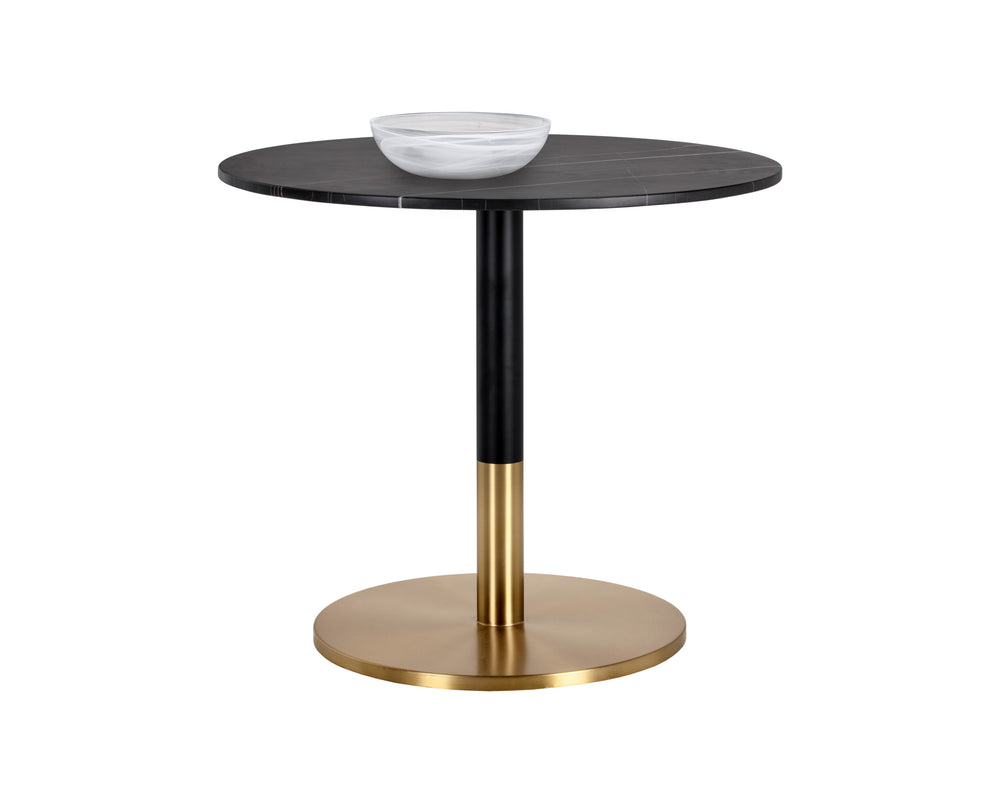 Sunpan Massie Round Bistro Table - Elegant Black Marble With Gold Veining - Perfect For Cozy Dining Spaces Black Marble 105315