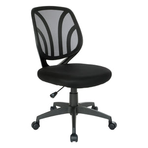 OSP Home Furnishings Screen Mesh Armless Task Chair with Lumbar Support for Home Office Productivity EM69200PN-3M