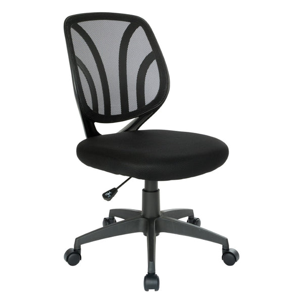 OSP Home Furnishings Screen Mesh Armless Task Chair with Lumbar Support for Home Office Productivity EM69200PN-3M