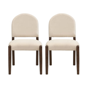 English Elm Christopher Knight Home® - Dining Mid Century Fabric Upholstered Armless Side Chairs Set of 2 with Rubberwood Frame and Tapered Legs, Comfortable Backrest, Easy Assembly Beige,Walnut N771P361492T