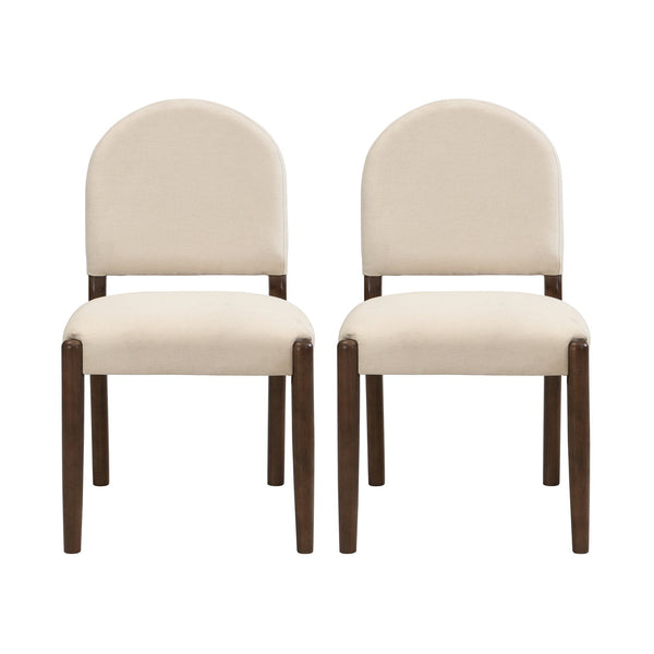 English Elm Christopher Knight Home® - Dining Mid Century Fabric Upholstered Armless Side Chairs Set of 2 with Rubberwood Frame and Tapered Legs, Comfortable Backrest, Easy Assembly Beige,Walnut N771P361492T