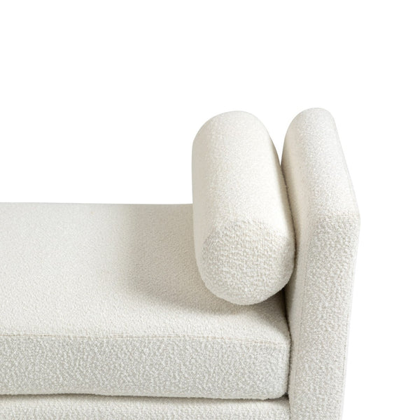English Elm 54.3"w Boucle Upholstered Bench with Bolster Pillows Pocket Spring Cushion Wood Legs W3188P410646