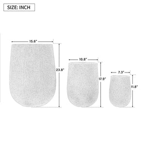 English Elm U_style Egg Shaped Mgo Stone Look Planters Set of 3 Sculptural Pots for Patio Garden N711P406659B