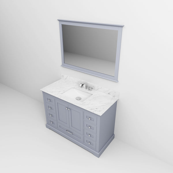 English Elm Dark Grey Single Bath Vanity 48 in. W x 22 in. D with Carrara Marble Top, Chrome Faucet, 46 in. Mirror, Durable Finish B2731S01236