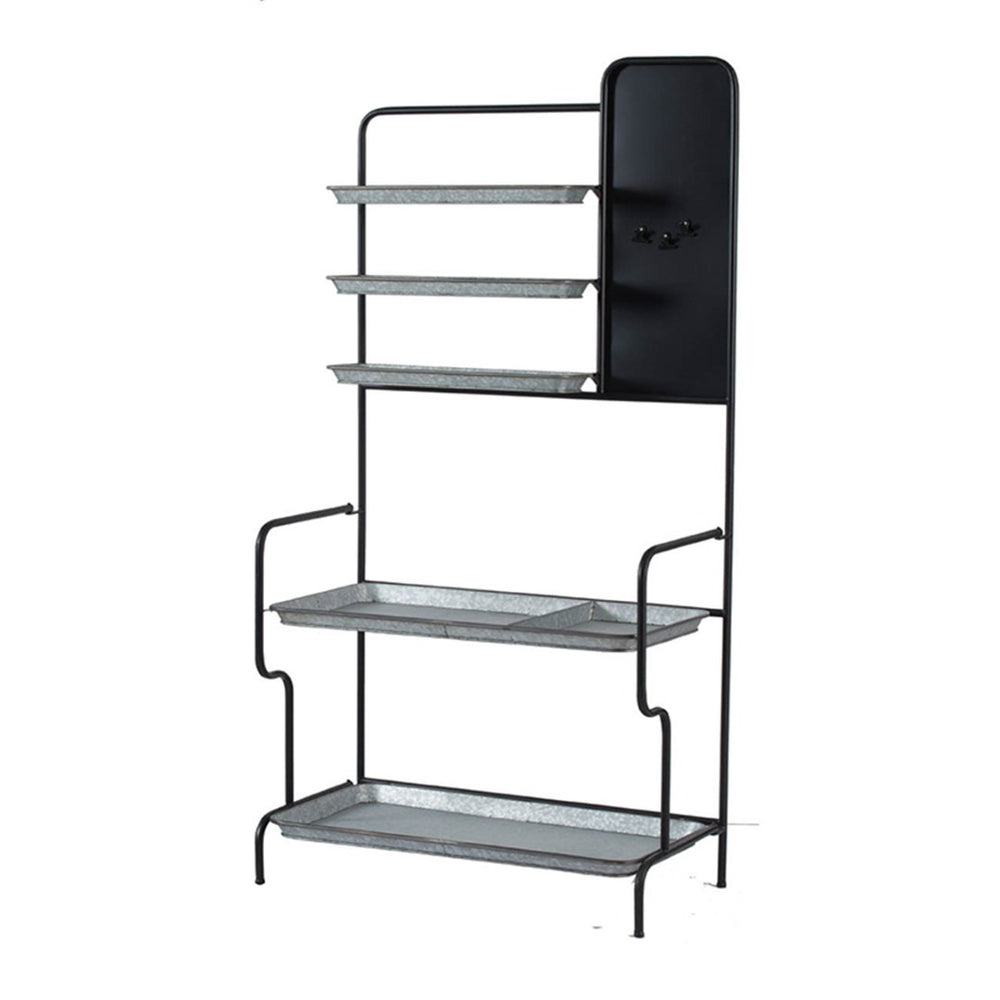 English Elm 36x18.5x70" Industrial Iron Tiered Shelf with Magnetic Board for Kitchen or Patio W2078P499968