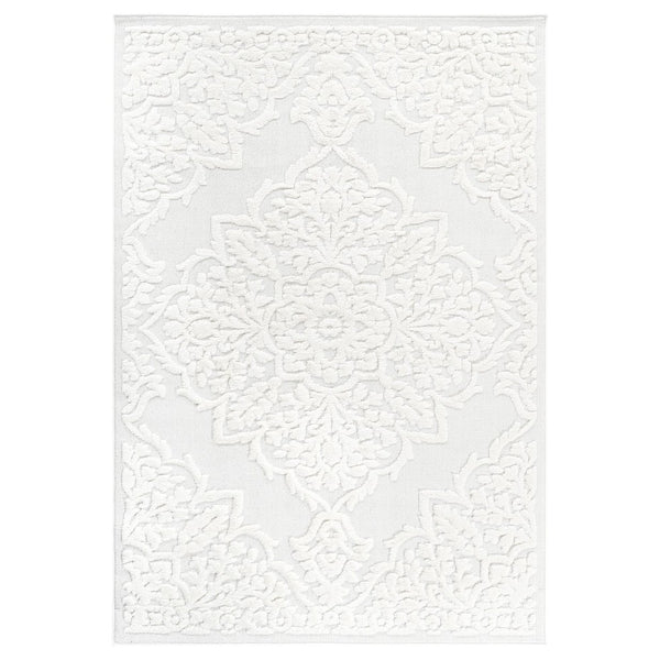 English Elm Step Collection Cream Medallion Geometric Rug High-low Pile Polypropylene 9x12 B189P448820