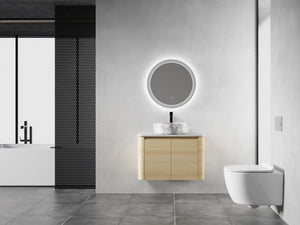 English Elm 30'' Wall-Mounted Bathroom Vanity With Ceramic Art Sink & Soft-Close Doors For Modern Spaces W999S00465