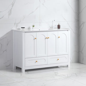 English Elm 48" Bathroom Vanity Cabinet Mdf Build Soft Close Doors Drawers Transitional Bath White W3133P281662