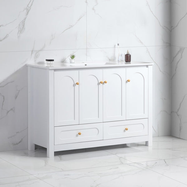 English Elm 48" Bathroom Vanity Cabinet Mdf Build Soft Close Doors Drawers Transitional Bath White W3133P281662