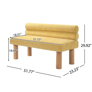 English Elm Upholstered Dining and Entryway Bench with Rubberwood Legs Padded Seat 300 Lb Capacity Natural,Yellow N779P371712Y