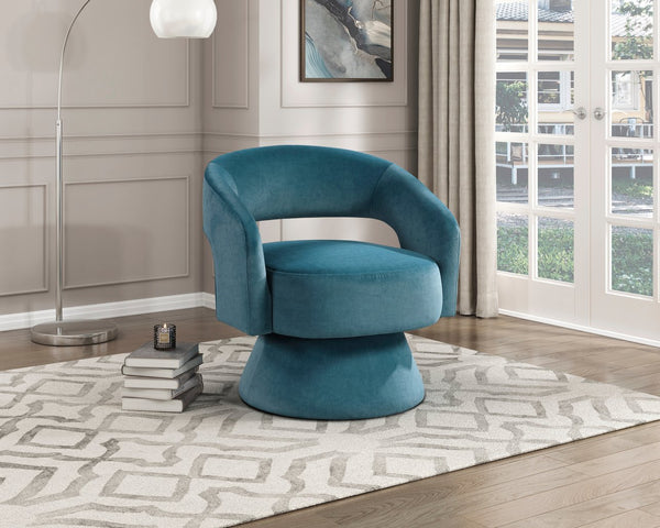 English Elm Modern Swivel Accent Chair in Lux Velvet Upholstery with Solid Wood Base, Compact Stylish Seating Teal 27.75 L x 26.5 W x 19.75 H B011P283808