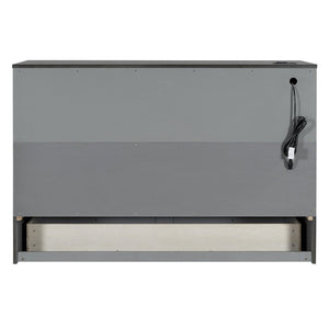 English Elm Queen Murphy Wall Bed with Usb Ports Storage Drawers and Cabinet Style Panel Front Gray N708S00006AAE