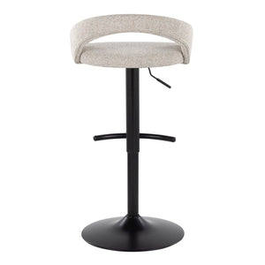 English Elm Adjustable Swivel Barstools Set of 3 Whitewashed Wood Oat Upholstered Gold Base B202S02183