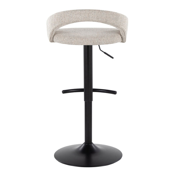 English Elm Adjustable Swivel Barstools Set of 3 Whitewashed Wood Oat Upholstered Gold Base B202S02183