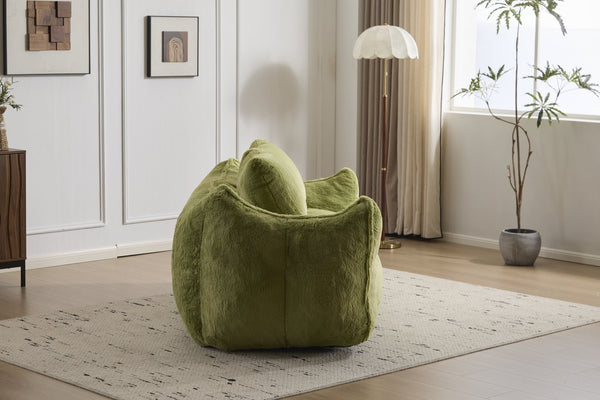 English Elm Giant Ultra Soft Fluffy Loveseat Bean Bag Sofa for Adults, Oversized Shredded Foam Couch with Pillows Green W3723P353897