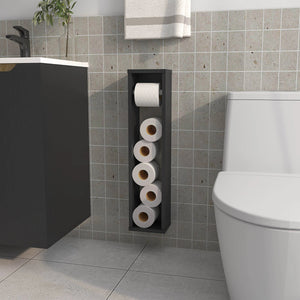 English Elm Wenge Wall-Mounted Toilet Paper Holder — Minimalist Modern Particle Board Design, Secure Roll Storage B062P252179