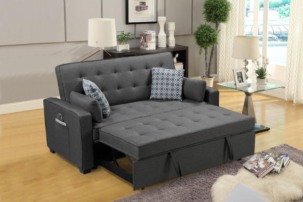 English Elm Cody Tufted Gray Fabric Sleeper Sofa with Usb Ports and Pull-out Guest Bed B061S00029