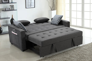 English Elm Cody Tufted Gray Fabric Sleeper Sofa with Usb Ports and Pull-out Guest Bed B061S00029