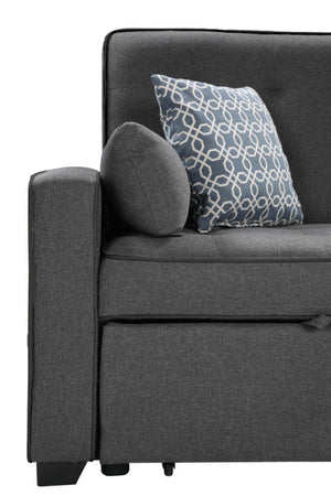 English Elm Cody Tufted Gray Fabric Sleeper Sofa with Usb Ports and Pull-out Guest Bed B061S00029
