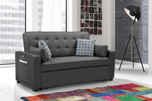 English Elm Cody Tufted Gray Fabric Sleeper Sofa with Usb Ports and Pull-out Guest Bed B061S00029