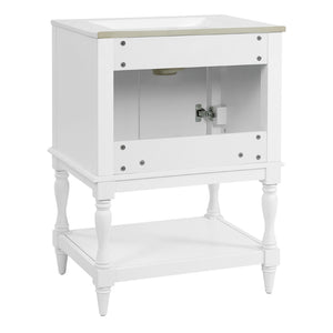 English Elm 24'' French Style Bathroom Vanity with Ceramic Sink Soft Close Cabinet and Drawer White N710P411341K
