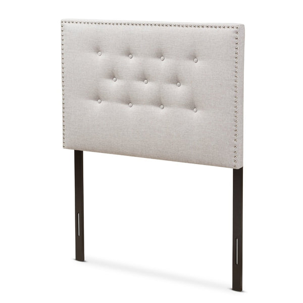 Baxton Studio Baxton Windsor Modern Twin Headboard - Stylish Greyish Beige Fabric with Button Tufting & Nailheads BBT6691-Greyish Beige-Twin HB-H1217-14