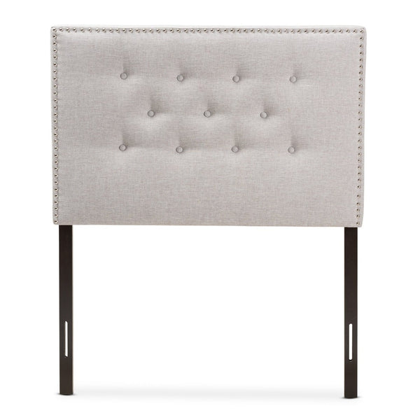 Baxton Studio Baxton Windsor Modern Twin Headboard - Stylish Greyish Beige Fabric with Button Tufting & Nailheads BBT6691-Greyish Beige-Twin HB-H1217-14