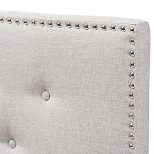 Baxton Studio Baxton Windsor Modern Twin Headboard - Stylish Greyish Beige Fabric with Button Tufting & Nailheads BBT6691-Greyish Beige-Twin HB-H1217-14
