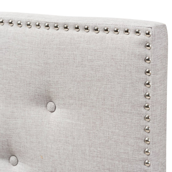 Baxton Studio Baxton Windsor Modern Twin Headboard - Stylish Greyish Beige Fabric with Button Tufting & Nailheads BBT6691-Greyish Beige-Twin HB-H1217-14