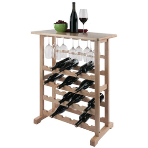 Winsome Wood Vinny 24-bottle Wine Rack - Natural Wood, Stylish Design With Glassware Holders & Serving Surface Natural Solid Wood 83024-winsome-wood