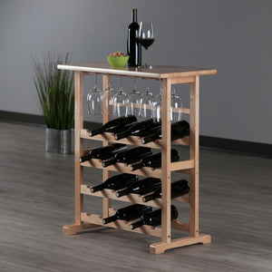 Winsome Wood Vinny 24-bottle Wine Rack - Natural Wood, Stylish Design With Glassware Holders & Serving Surface Natural Solid Wood 83024-winsome-wood