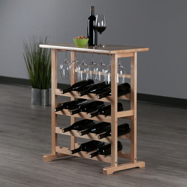 Winsome Wood Vinny 24-bottle Wine Rack - Natural Wood, Stylish Design With Glassware Holders & Serving Surface Natural Solid Wood 83024-winsome-wood