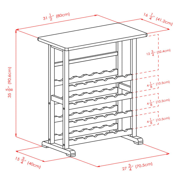 Winsome Wood Vinny 24-bottle Wine Rack - Natural Wood, Stylish Design With Glassware Holders & Serving Surface Natural Solid Wood 83024-winsome-wood