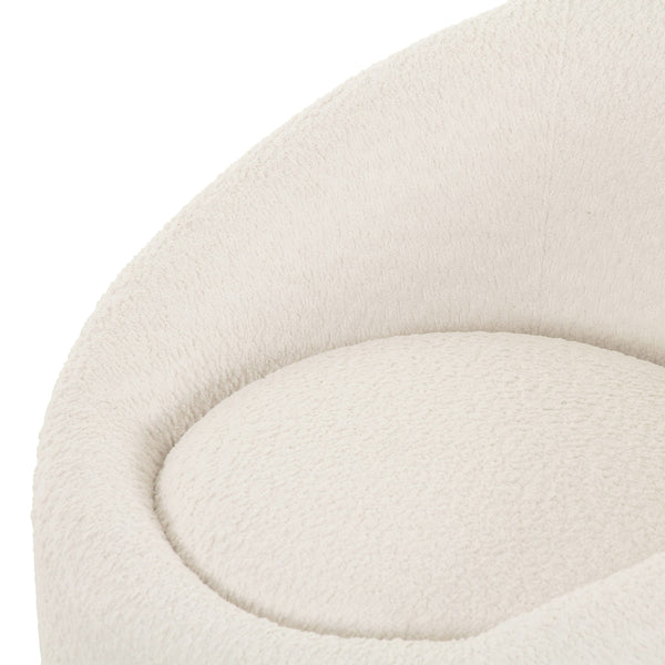 Vig Furniture Modrest Frontier - Luxurious Off-white Fabric Accent Chair With Stylish Swivel Base & Comfort Off,White  Vgod-zw-993-g468-1a