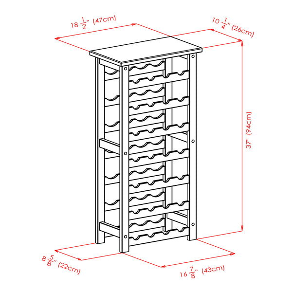 Winsome Wood Napa 28-bottle Wine Rack - Elegant Solid Wood Storage For Wine Enthusiasts In Natural Finish Natural Solid Wood 83028-winsome-wood