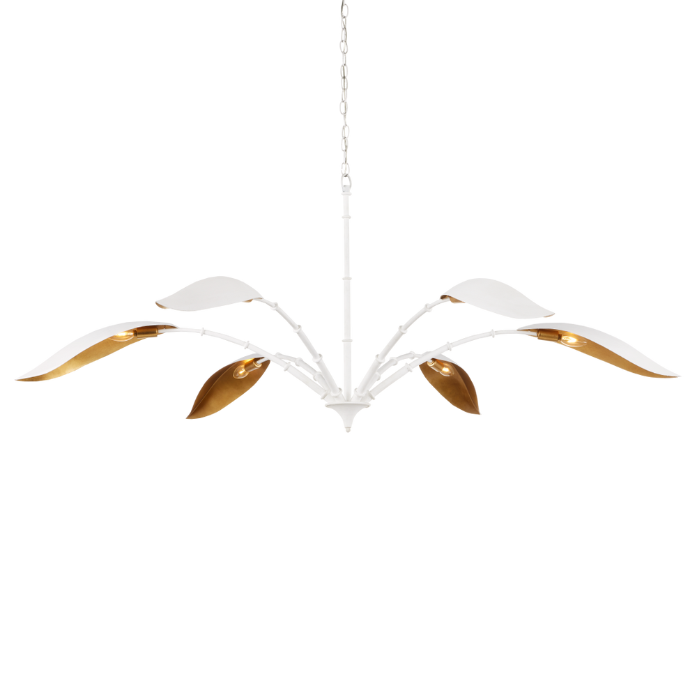 Yuriko Elegant White Chandelier with Gold Leaf Accents – Contemporary Design for Stunning Spaces