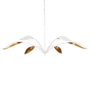 Yuriko Elegant White Chandelier with Gold Leaf Accents – Contemporary Design for Stunning Spaces