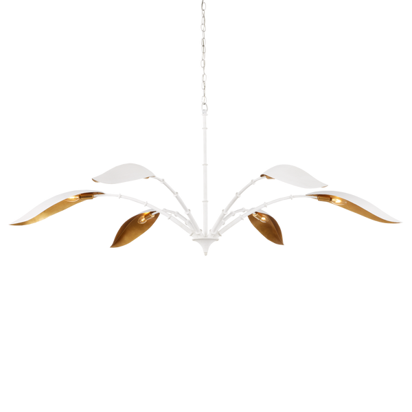 Yuriko Elegant White Chandelier with Gold Leaf Accents – Contemporary Design for Stunning Spaces