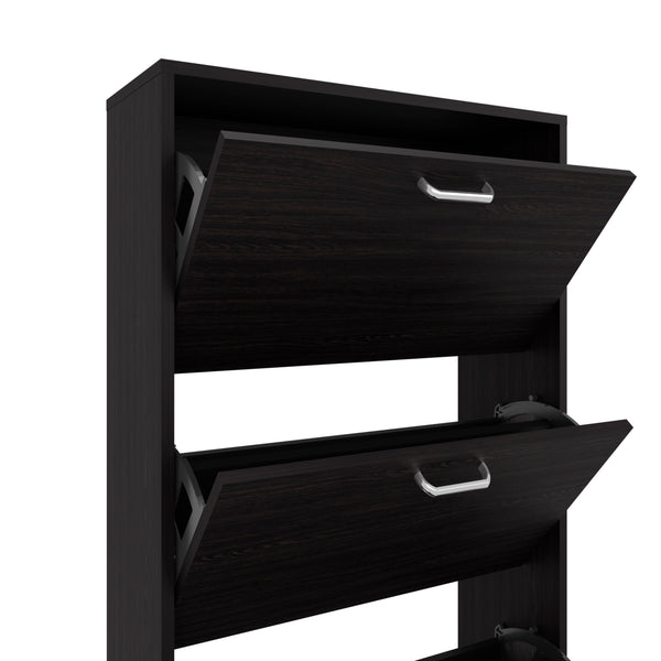 English Elm Shoe Modern 3-Door Engineered Wood Storage Cabinet with 3 Shelves, Eco-Friendly Durable Design Black 50 L x 24.02 W x 5.91 H B097P369446