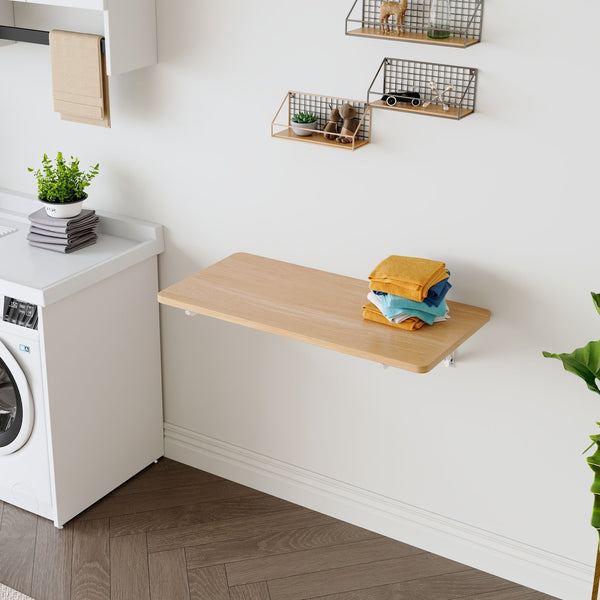 English Elm Laundry Wall Mounted Folding Table – Space-Saving Design, Perfect For Home Office, Kitchen & More! W3226P278937