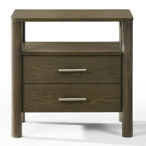 VIG Furniture Carolina Modern Wenge Nightstand With Soft-Close Drawers, Brushed Nickel Handles, Durable Build VGMA-BR-167-NS-WNG