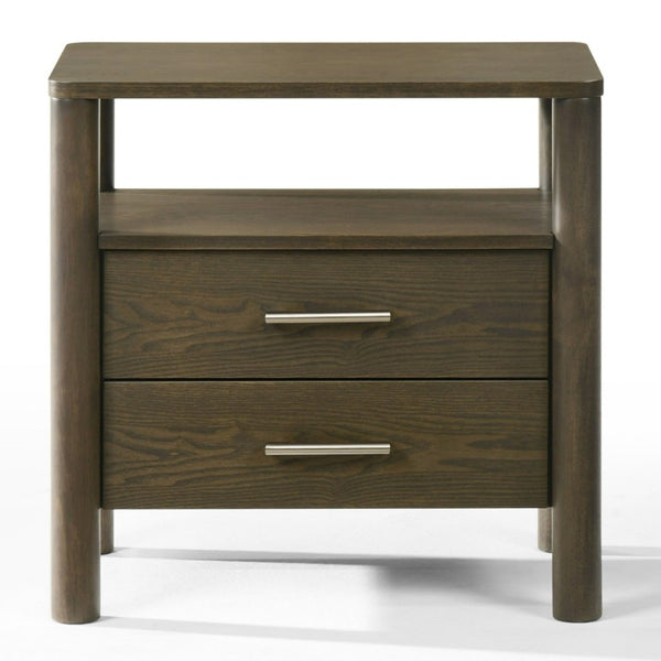 VIG Furniture Carolina Modern Wenge Nightstand With Soft-Close Drawers, Brushed Nickel Handles, Durable Build VGMA-BR-167-NS-WNG