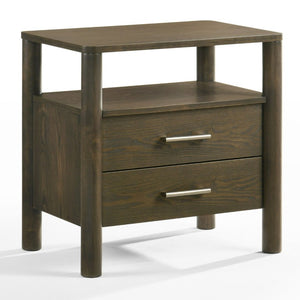 VIG Furniture Carolina Modern Wenge Nightstand With Soft-Close Drawers, Brushed Nickel Handles, Durable Build VGMA-BR-167-NS-WNG