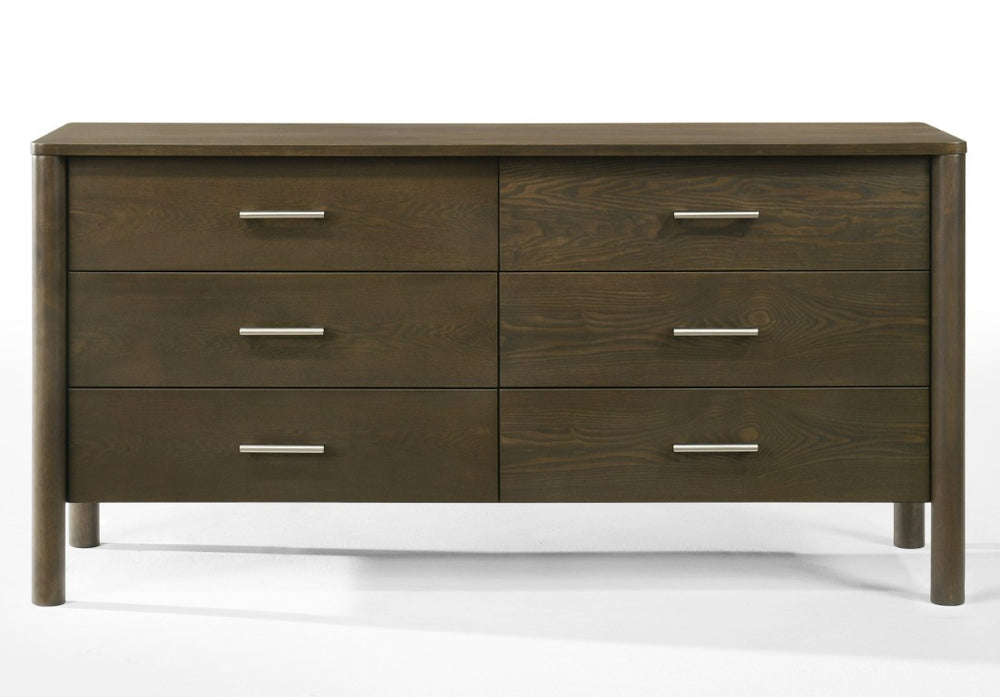 VIG Furniture Carolina Wenge 6-Drawer Dresser — Modern Night Veneer, Soft-Close Drawers, Brushed Nickel Handles VGMA-BR-167-DRS-WNG