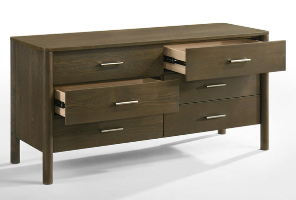 VIG Furniture Carolina Wenge 6-Drawer Dresser — Modern Night Veneer, Soft-Close Drawers, Brushed Nickel Handles VGMA-BR-167-DRS-WNG